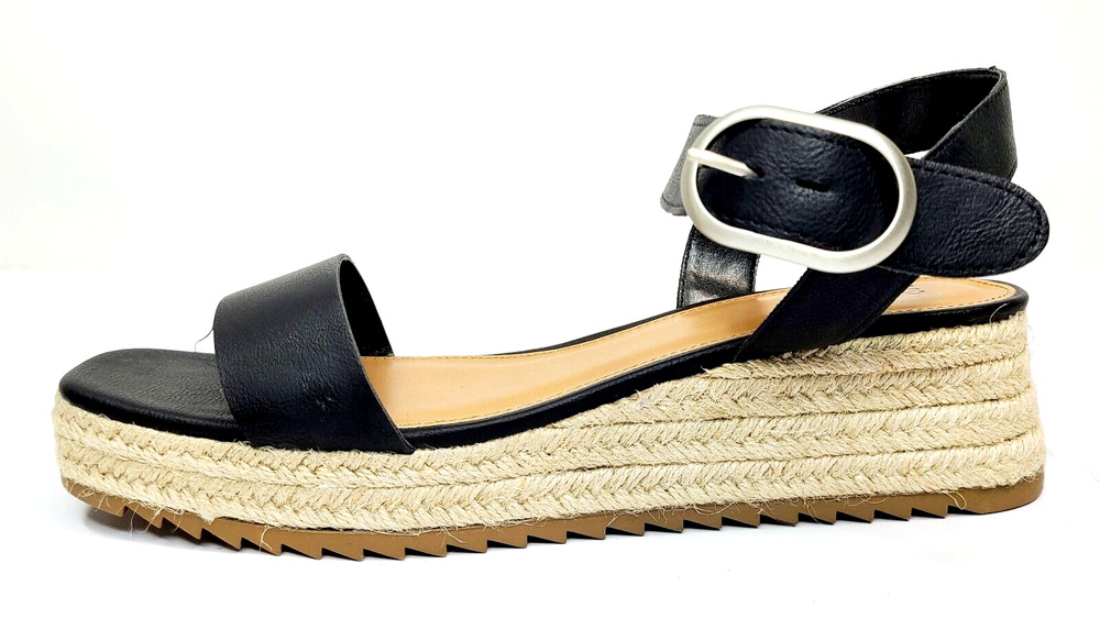 ANA A.N.A. Evie Black Wedge Sandals Women's Size 11 M, New With Box